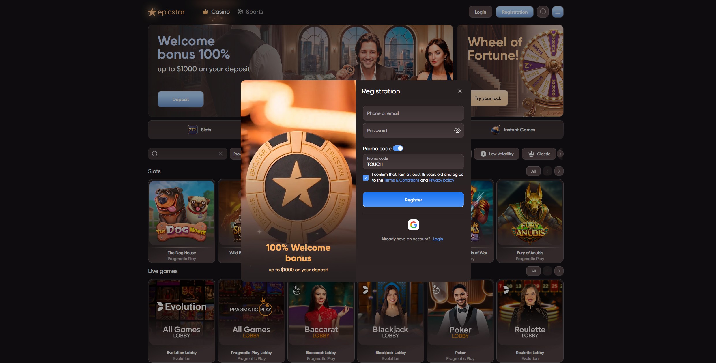epicstar casino registration