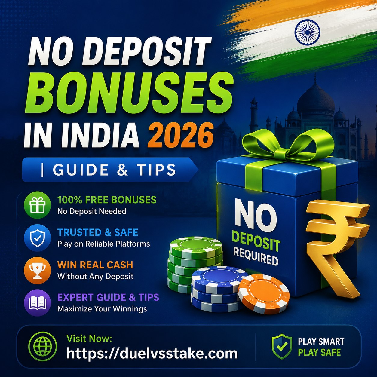 No Deposit Bonuses in India 2026 | Guide & Tips